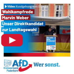 Read more about the article Rede: Landtagskandidat Marvin Weber Kundgebung Paderborn