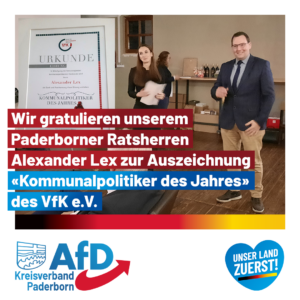 Read more about the article VfK-Auszeichnung: Alexander Lex „Kommunalpolitiker des Jahres“