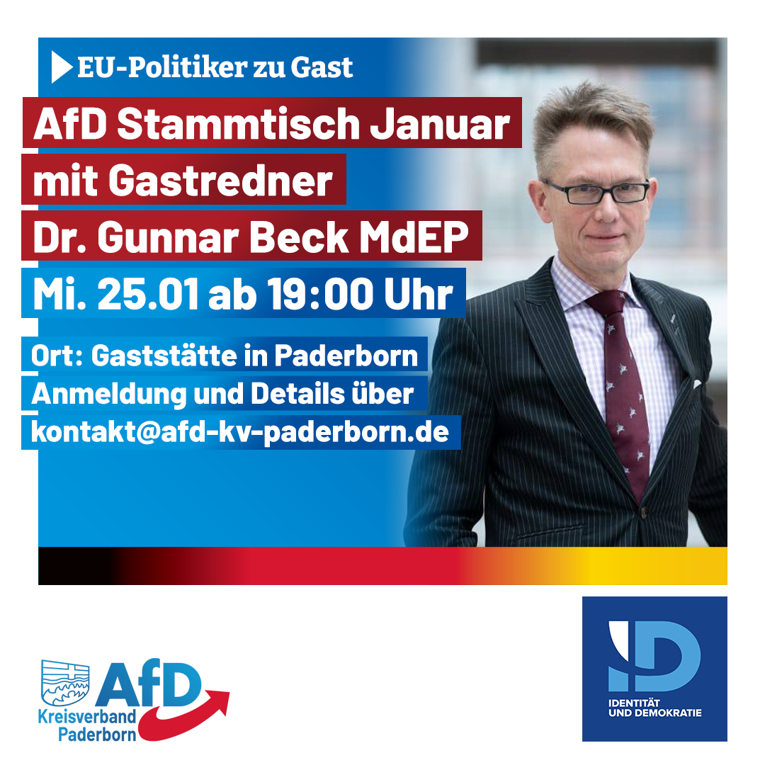 You are currently viewing Stammtisch 25.01 mit Dr. Gunnar Beck