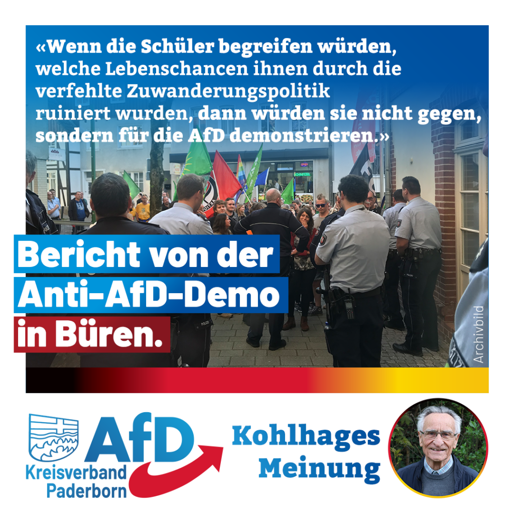Bericht von der Anti-AfD-Demo in Büren – AfD Kreisverband Paderborn
