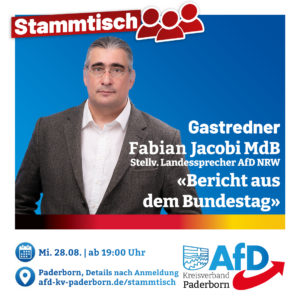 Mehr über den Artikel erfahren AfD-Stammtisch mit Fabian Jacobi MdB