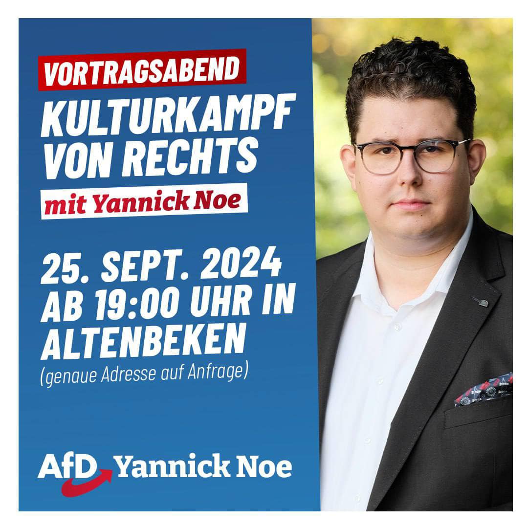 Mehr über den Artikel erfahren AfD Stammtisch September mit Yannick Noe