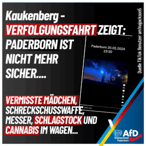 Mehr über den Artikel erfahren Verfolgungsjagd in Paderborn Kaukenberg
