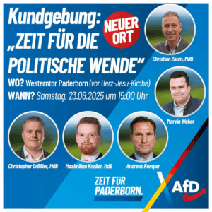 Mehr über den Artikel erfahren AfD-Kundgebung 23.08. Paderborn Westerntor