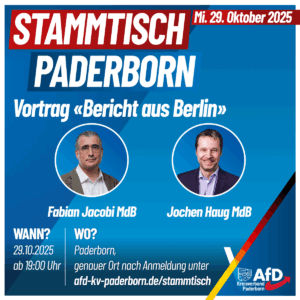 Mehr über den Artikel erfahren AfD-Stammtisch Oktober in Paderborn