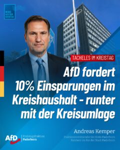 Mehr über den Artikel erfahren AfD-Kreistagsfraktion fordert 10% Einsparungen im Kreishaushalt Paderborn