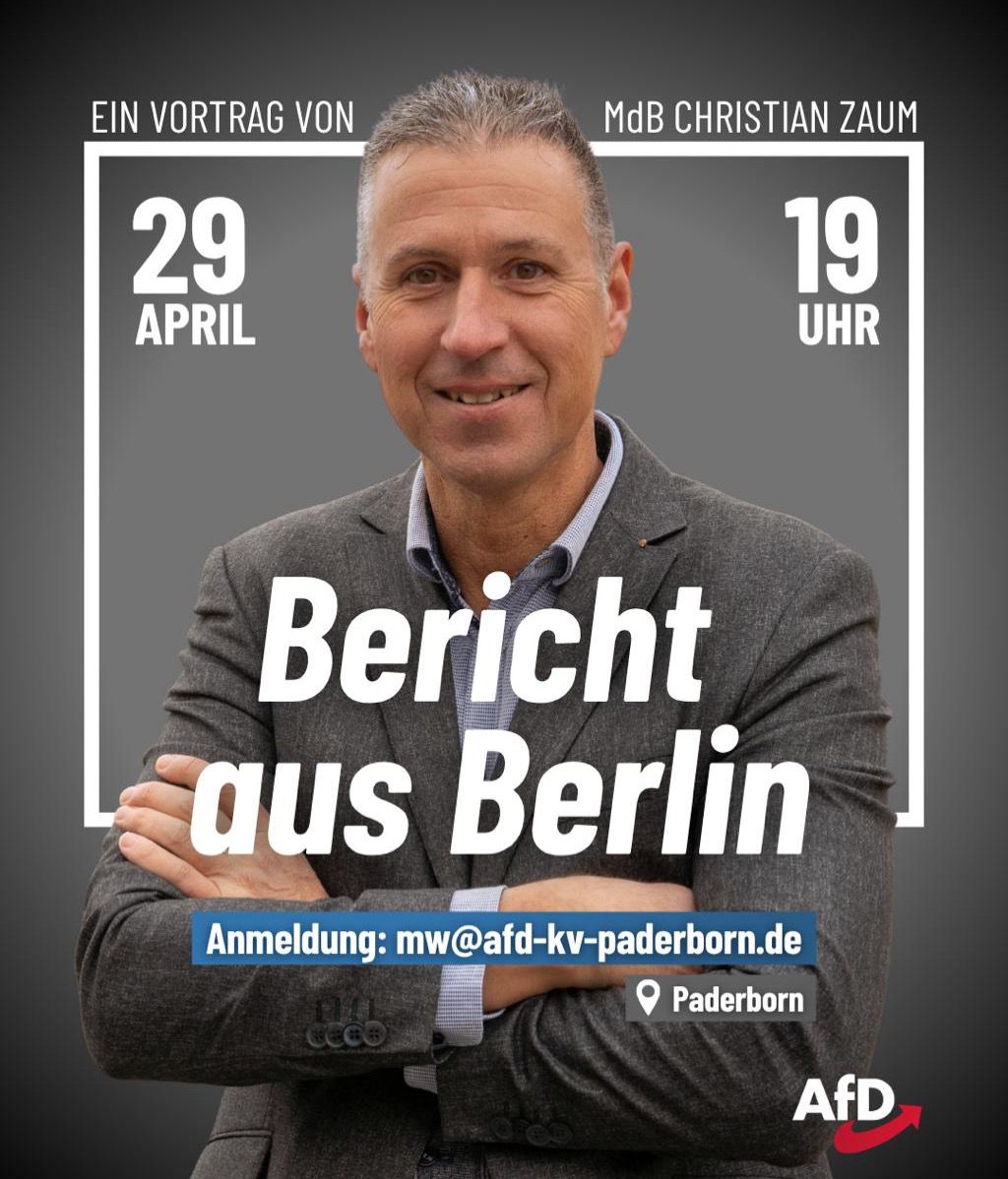 Du betrachtest gerade AfD-Stammtisch April 2026 mit Christian Zaum MdB