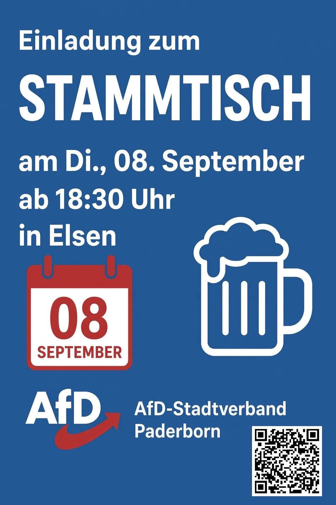 Du betrachtest gerade AfD-Stammtisch 08.09.26 in Elsen